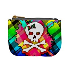 Rainbow Plaid Skull Coin Change Purse