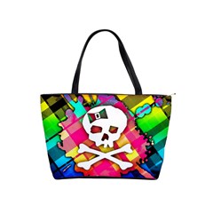 Rainbow Plaid Skull Large Shoulder Bag