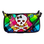 Rainbow Plaid Skull Evening Bag Front