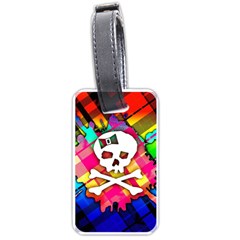 Rainbow Plaid Skull Luggage Tag (one Side)