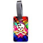 Rainbow Plaid Skull Luggage Tag (One Side) Front