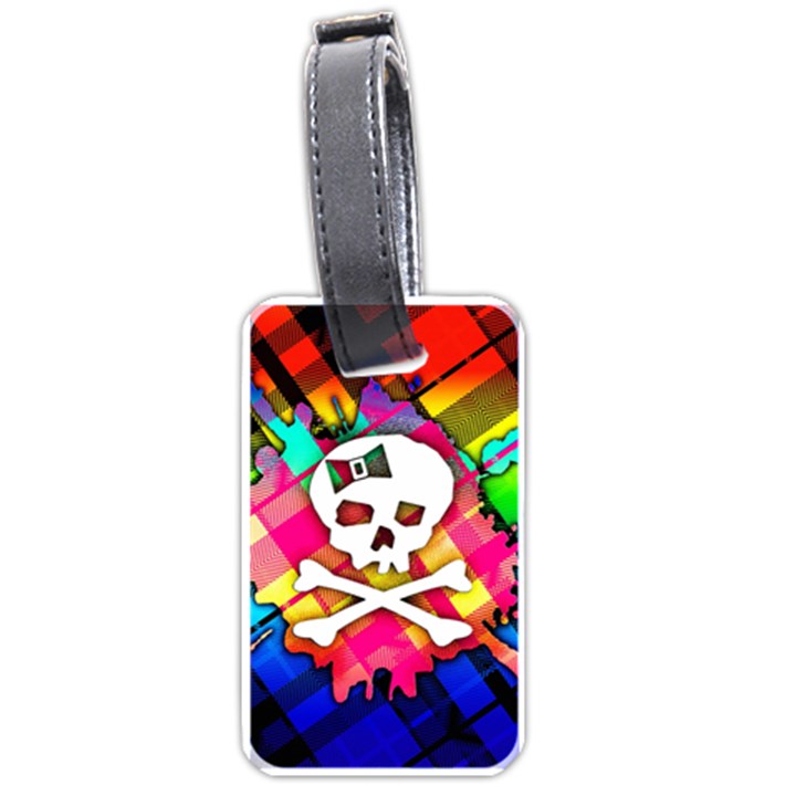 Rainbow Plaid Skull Luggage Tag (One Side)