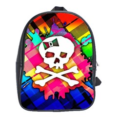 Rainbow Plaid Skull School Bag (xl)