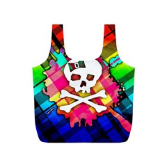 Rainbow Plaid Skull Reusable Bag (s) by ArtistRoseanneJones