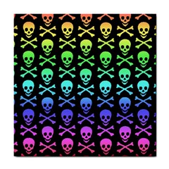 Rainbow Skull And Crossbones Pattern Ceramic Tile by ArtistRoseanneJones