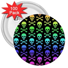 Rainbow Skull And Crossbones Pattern 3  Button (100 Pack) by ArtistRoseanneJones