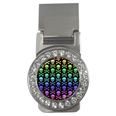 Rainbow Skull And Crossbones Pattern Money Clip (cz) by ArtistRoseanneJones