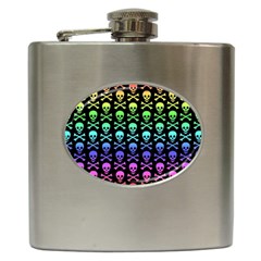 Rainbow Skull And Crossbones Pattern Hip Flask