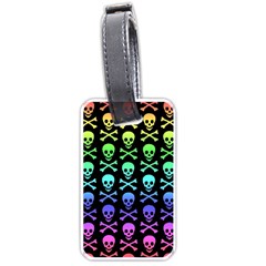 Rainbow Skull And Crossbones Pattern Luggage Tag (one Side) by ArtistRoseanneJones