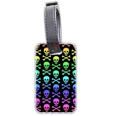 Rainbow Skull And Crossbones Pattern Luggage Tag (two Sides) by ArtistRoseanneJones