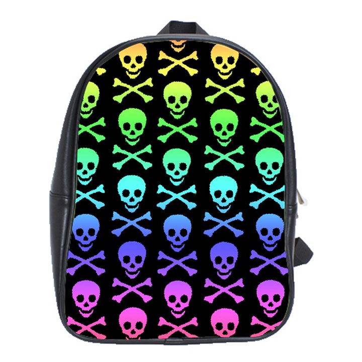 Rainbow Skull and Crossbones Pattern School Bag (XL)