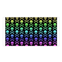 Rainbow Skull And Crossbones Pattern Satin Shawl by ArtistRoseanneJones