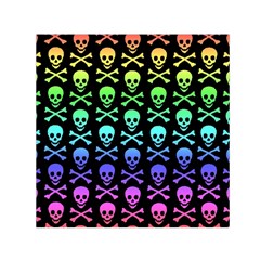 Rainbow Skull And Crossbones Pattern Small Satin Scarf (square)