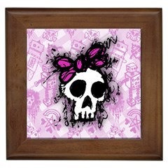 Sketched Skull Princess Framed Ceramic Tile