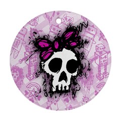 Sketched Skull Princess Round Ornament