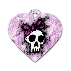 Sketched Skull Princess Dog Tag Heart (two Sided)