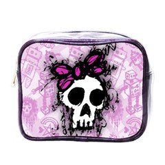 Sketched Skull Princess Mini Travel Toiletry Bag (one Side) by ArtistRoseanneJones