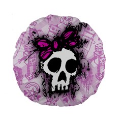 Sketched Skull Princess Standard 15  Premium Round Cushion 