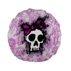 Sketched Skull Princess Standard 15  Premium Flano Round Cushion 