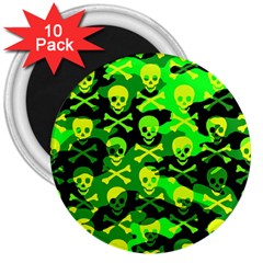 Skull Camouflage 3  Button Magnet (10 Pack)