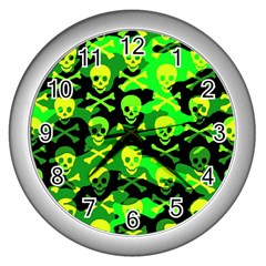 Skull Camouflage Wall Clock (silver) by ArtistRoseanneJones