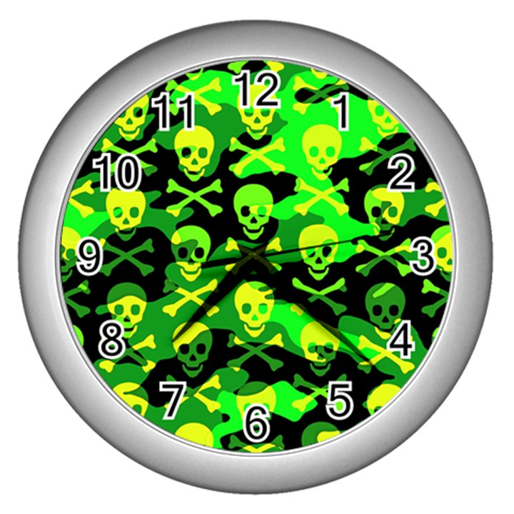 Skull Camouflage Wall Clock (Silver)