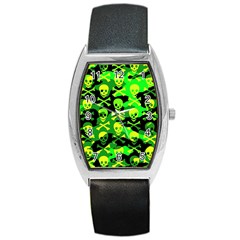 Skull Camouflage Tonneau Leather Watch