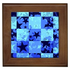 Blue Star Checkers Framed Ceramic Tile