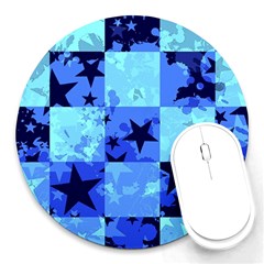 Blue Star Checkers 8  Mouse Pad (round)