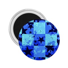 Blue Star Checkers 2 25  Button Magnet by ArtistRoseanneJones