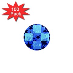 Blue Star Checkers 1  Mini Button Magnet (100 Pack)