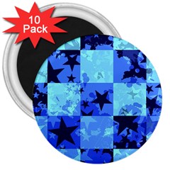 Blue Star Checkers 3  Button Magnet (10 Pack)