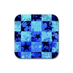 Blue Star Checkers Drink Coasters 4 Pack (square) by ArtistRoseanneJones