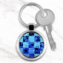 Blue Star Checkers Key Chain (round)