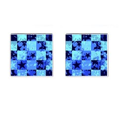 Blue Star Checkers Cufflinks (square) by ArtistRoseanneJones