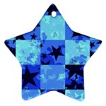 Blue Star Checkers Star Ornament (Two Sides) Front