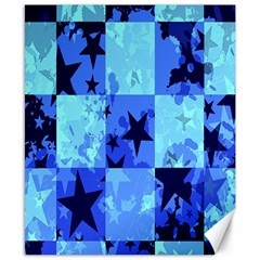 Blue Star Checkers Canvas 8  X 10  (unframed) by ArtistRoseanneJones