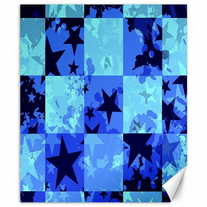 Blue Star Checkers Canvas 8  x 10  (Unframed)