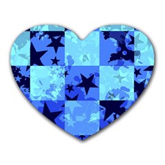 Blue Star Checkers Mouse Pad (heart)