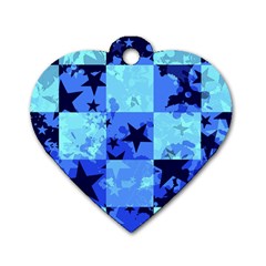 Blue Star Checkers Dog Tag Heart (two Sided)