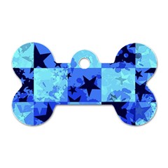 Blue Star Checkers Dog Tag Bone (one Sided)