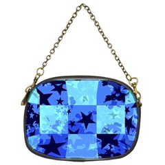 Blue Star Checkers Chain Purse (one Side) by ArtistRoseanneJones