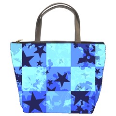 Blue Star Checkers Bucket Handbag by ArtistRoseanneJones