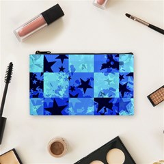 Blue Star Checkers Cosmetic Bag (small) by ArtistRoseanneJones