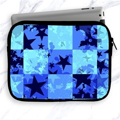 Blue Star Checkers Apple Ipad Zippered Sleeve by ArtistRoseanneJones