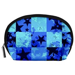 Blue Star Checkers Accessory Pouch (large) by ArtistRoseanneJones