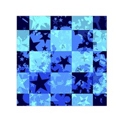 Blue Star Checkers Small Satin Scarf (square)