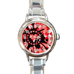 Love Heart Splatter Round Italian Charm Watch