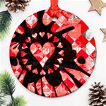 Love Heart Splatter Round Ornament Front