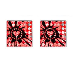 Love Heart Splatter Cufflinks (square) by ArtistRoseanneJones